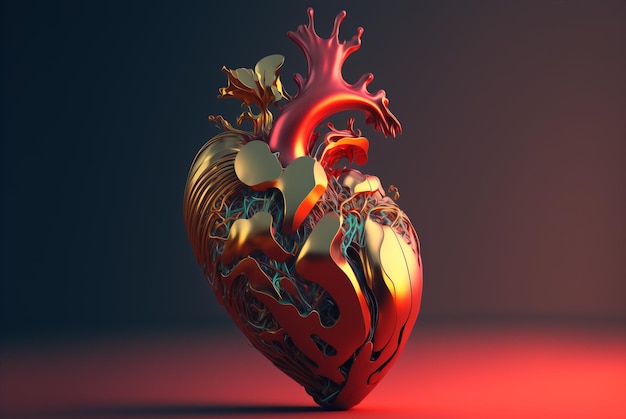 Générative ai anatomique coeur humain illustration créative aquarelle