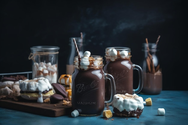 Générative ai Chocolat et beignets milk-shake extrême à la guimauve