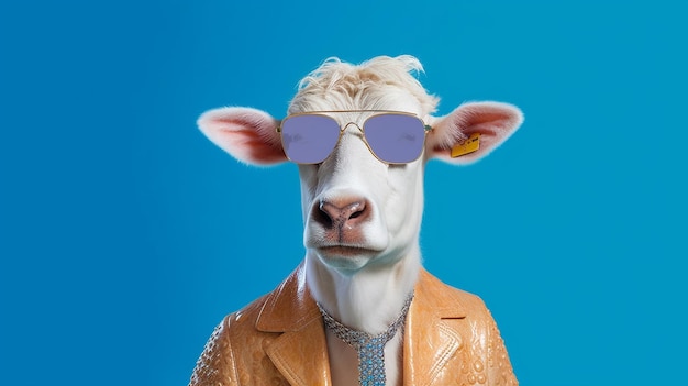 Generative AI Cool Cow Bovin à la mode dans des tons élégants