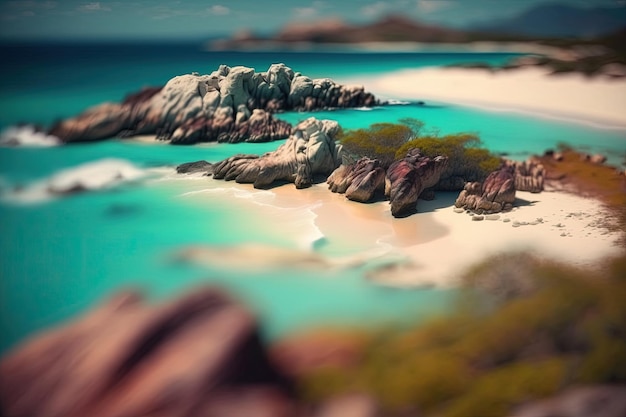 Generative AI exotique plage paysage panorama belle vue sur l'océan Nature été Illustration