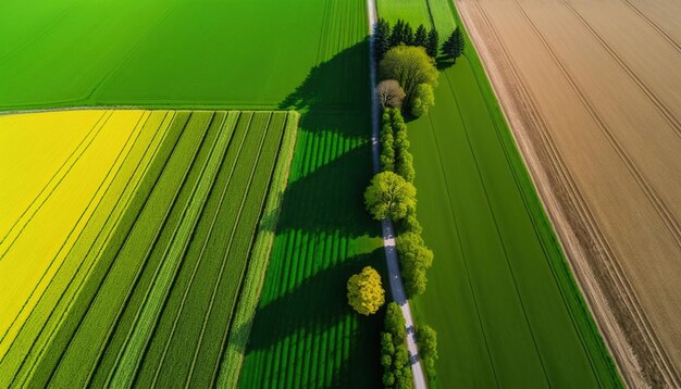 Generative AI Farm paysage champs agricoles belle campagne route de campagne Nature