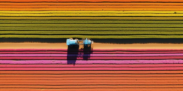 Generative AI Farm paysage coloré champs agricoles belle campagne route de campagne