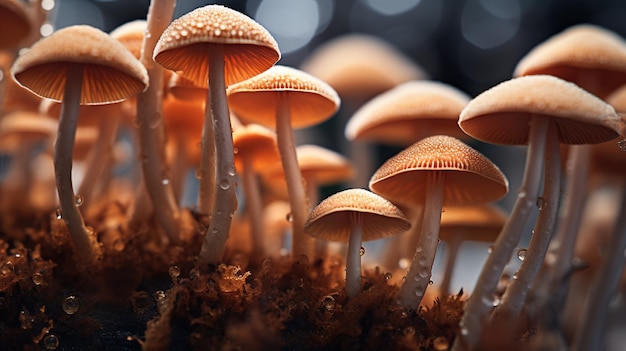Générative AI Frais différents champignons récolte d'automne esthétique couleurs neutres atténuées