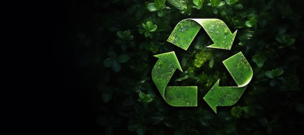 Generative AI Un panneau vert de recyclage en bois qui ne laisse aucun concept de réutilisation des déchets