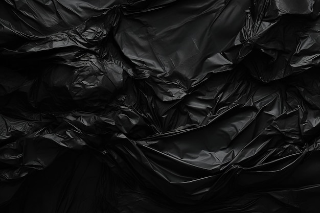 Photo generative ai texture de sac en plastique froissé noir