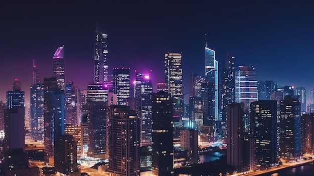 Générer une image du paysage urbain capturant l'horizon de la ville la nuit