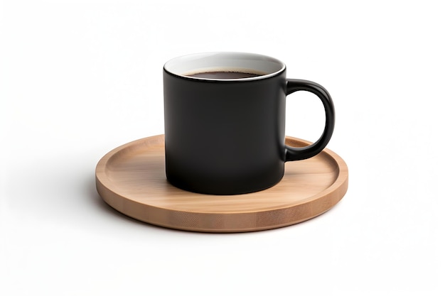 Une généreuse tasse de café sur un plateau en bois