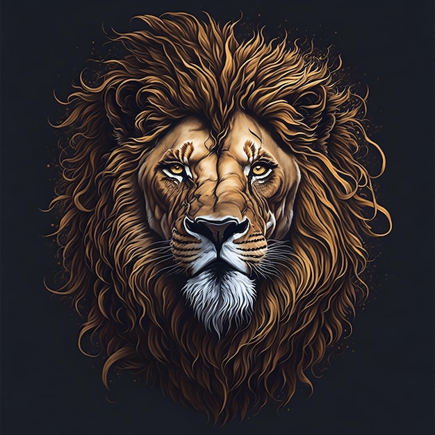 Générez une tête de lion comme un art à imprimer sur un t-shirt