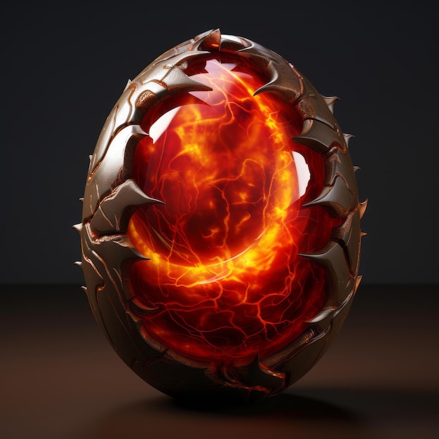 Photo la genèse ardente une révélation artistique de l'éclosion d'un œuf élémentaire de feu hyper inspiré
