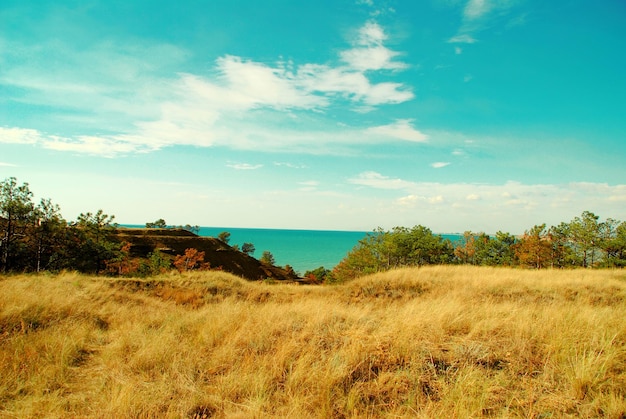 Genre au bord de la mer d'une montagne