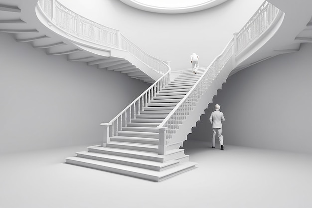 Les gens de 3D grimpent l'escalier