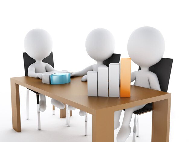 Les gens d&#39;affaires 3D dans une salle de réunion de bureau.
