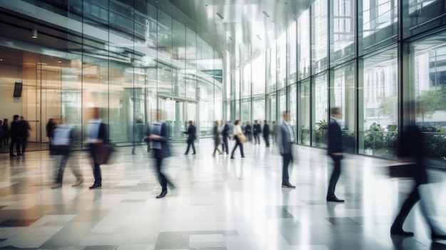 Des gens d'affaires flous, une longue exposition, une photo d'une foule de gens d'affaires