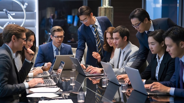 Photo des gens d'affaires travaillant en équipe dans un bureau.