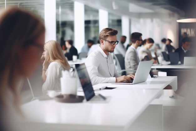 Gens d'affaires travaillant avec des ordinateurs portables dans un bureau