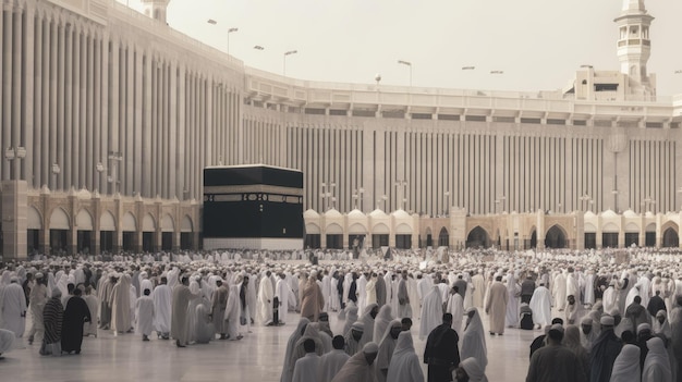 Des gens autour d'une Kaaba