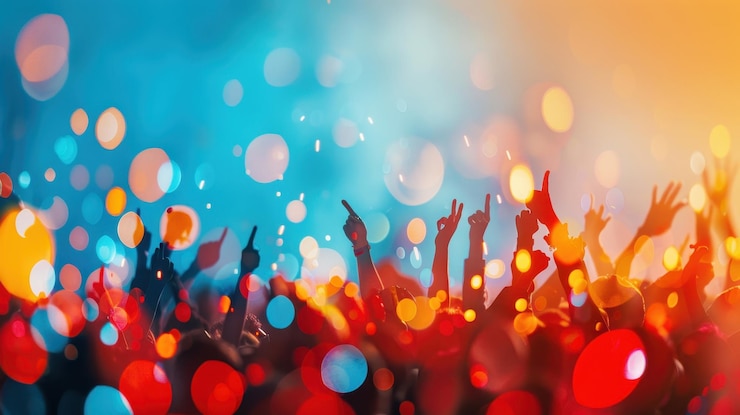 Photo les gens célèbrent lors d'un concert en direct