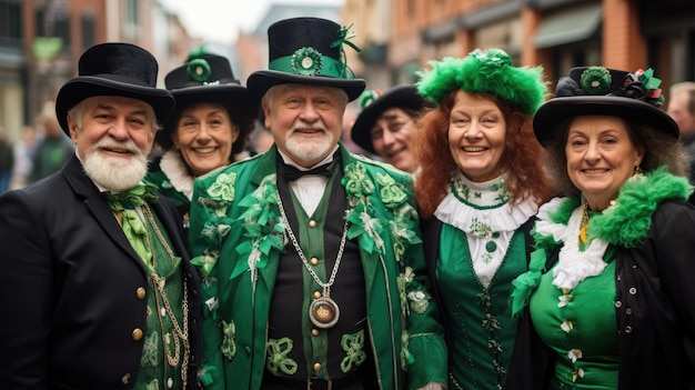 Photo des gens en costumes traditionnels pour les célébrations de la fête de saint patrick