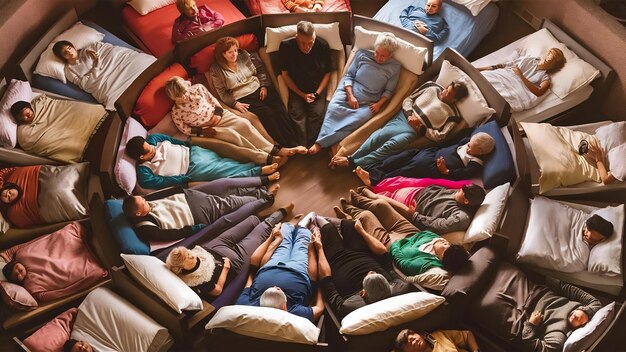 Photo des gens couchés dans un lit.