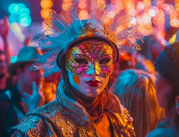 Les gens dans des masques de fantaisie au Carnaval de Venise