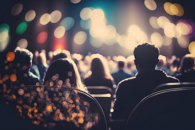 Les gens dans le théâtre sont flous et l'arrière-plan est flou bokeh