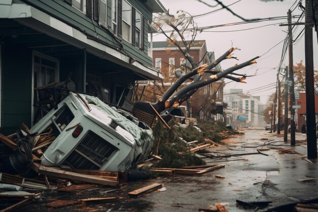 Les gens et l'équipe de sauvetage s'aident les uns les autres dans des scènes où les conditions météorologiques extrêmes inondent certaines maisons.