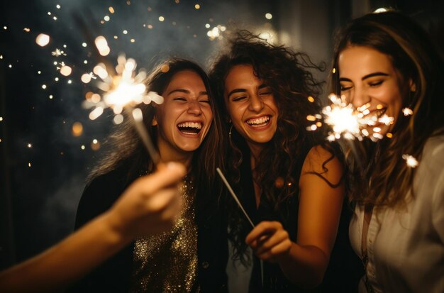 des gens à une fête tenant des étincelles