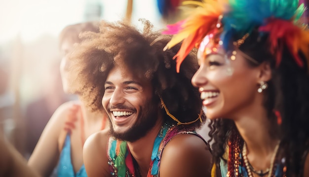 Des gens heureux célébrant le festival ensemble concept de carnaval