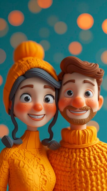 Des gens heureux et souriants dans une illustration de style 3D