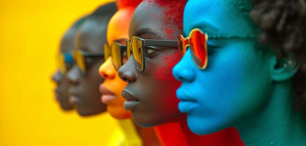 des gens multicolores disposés en rangée