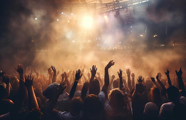 les gens ont levé les mains à un concert dans le style de la photographie angélique