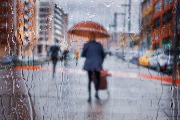 Les gens avec un parapluie les jours de pluie en saison d'hiver bilbao pays basque espagne