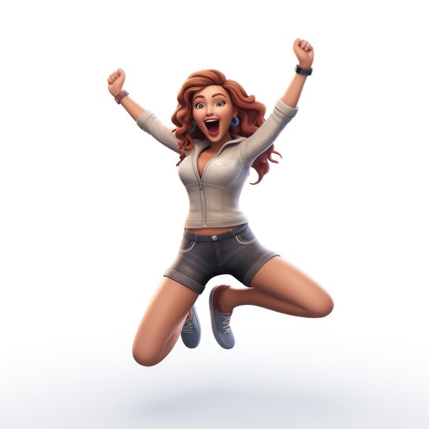 Photo les gens personnage féminin excité drôle souriant sasual actif gars sauter en l'air s'amuser