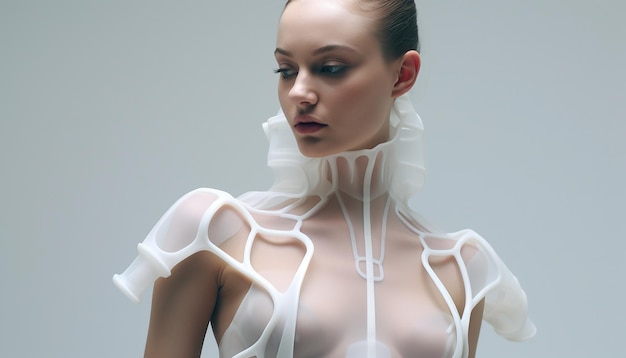 les gens portent des vêtements de mode futuristes dans le futur