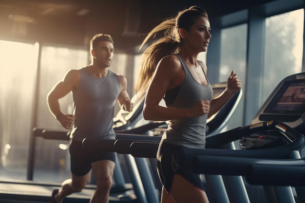 Des gens qui font de l'exercice sur des tapis roulants.