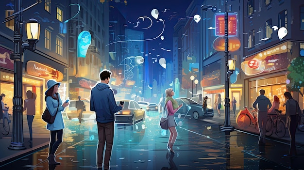 Des gens qui se promènent dans la ville Scène urbaine Illustration vectorielle en style plat