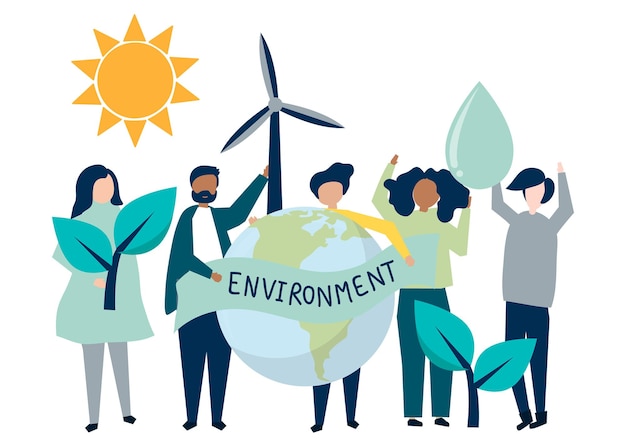 Les gens qui soutiennent les énergies renouvelables png clipart environnement avatars illustration sur fond transparent