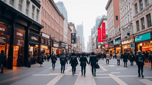 Les gens qui traversent une rue dans une ville animée