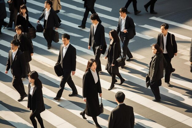 Photo des gens qui traversent une rue devant un passage piétonnier.