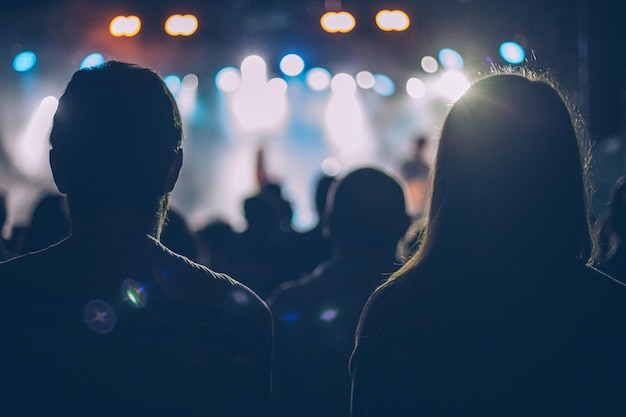 Les gens regardent un concert.