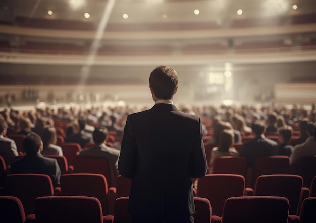 Les gens sont assis dans la salle de conférence.