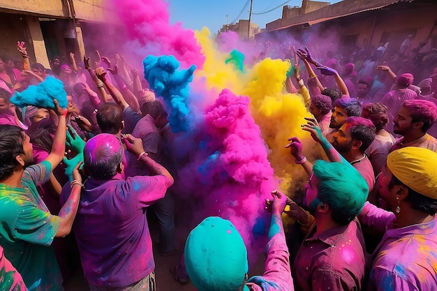 Les gens vomissent des peintures Holi