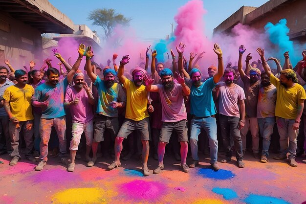 Les gens vomissent des peintures Holi