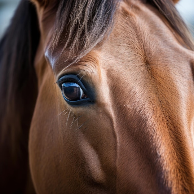 Photo un gentil cheval brun avec des yeux doux et une expression curieuse