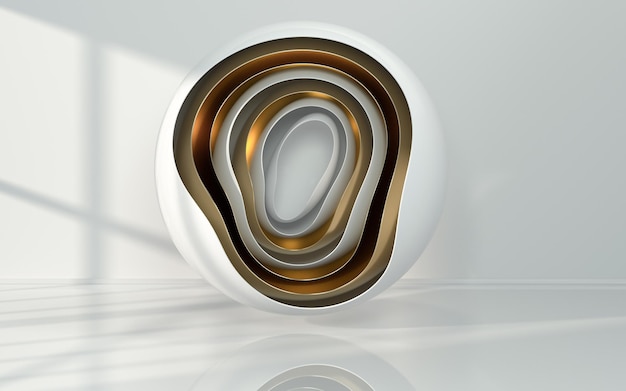Géométrie abstraite avec rendu 3d de salle blanche