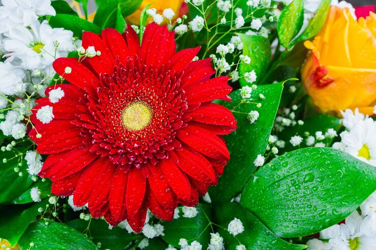 Photo gerbera chrysanthème et rose