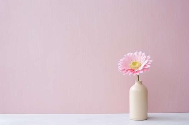 Photo gerbera rose dans un vase avec un espace de copie