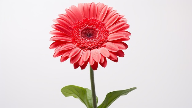 Gerbera rouge sur blanc