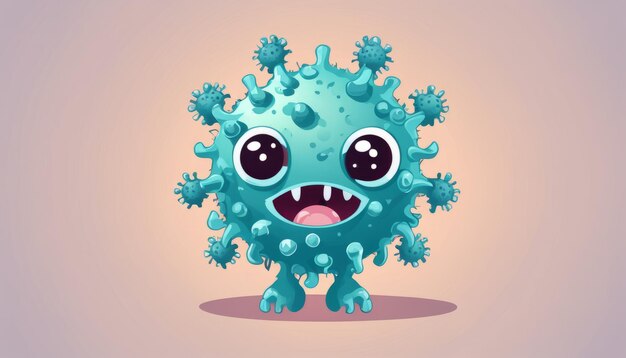 Germe amical Une illustration mignonne et colorée d'un personnage de dessin animé de bactéries
