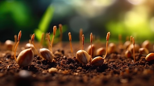 La germination des graines de légumes sur la Terre à différentes saisons